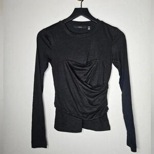 Vero Moda Long Sleeve Crew Neck Wrap Detail Top‎ in Black